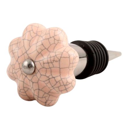 Baby Pink Melon Crackle Ceramic Wine Stopper